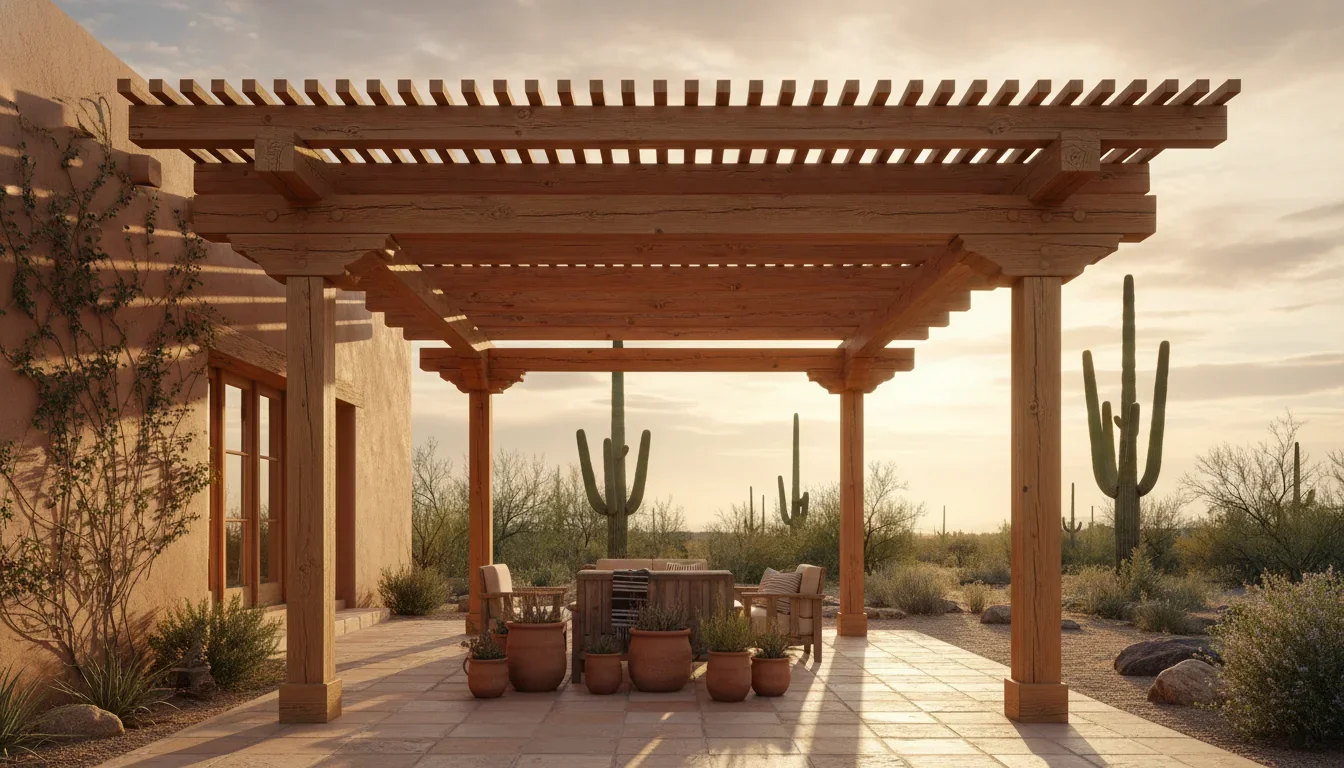 Low-maintenance aluminum pergola over a Green Valley patio near the Santa Ritas